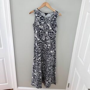 Talbots‎ Knit Jersey Maxi Dress Blue/White Paisley